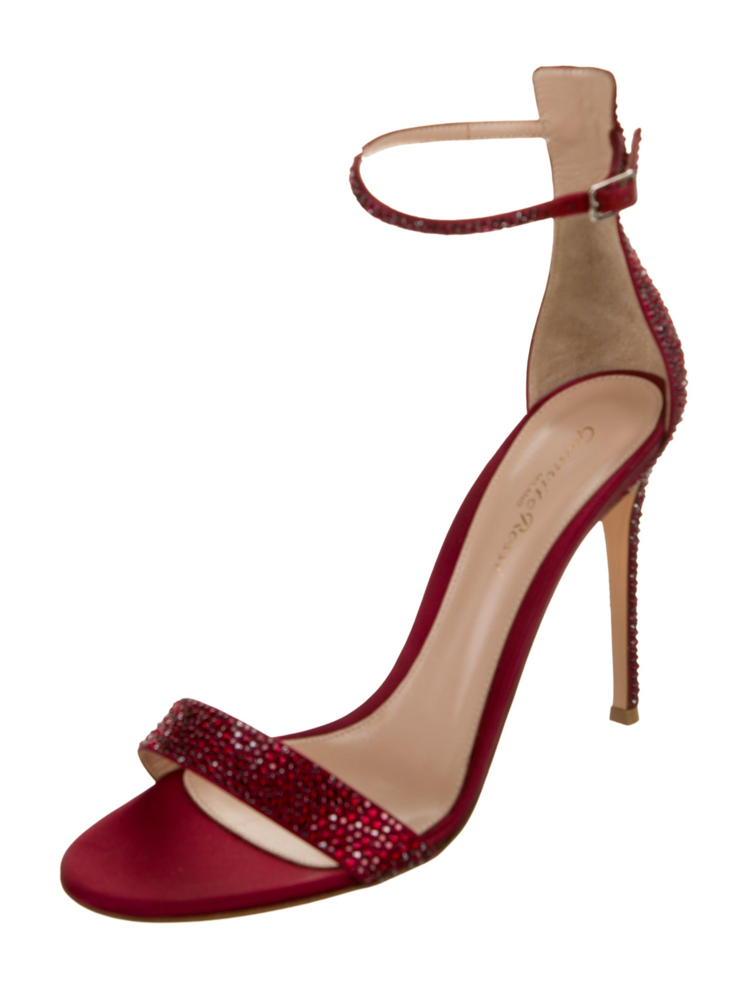 Gianvito Rossi Satin Crystal Embellishments Sandals
